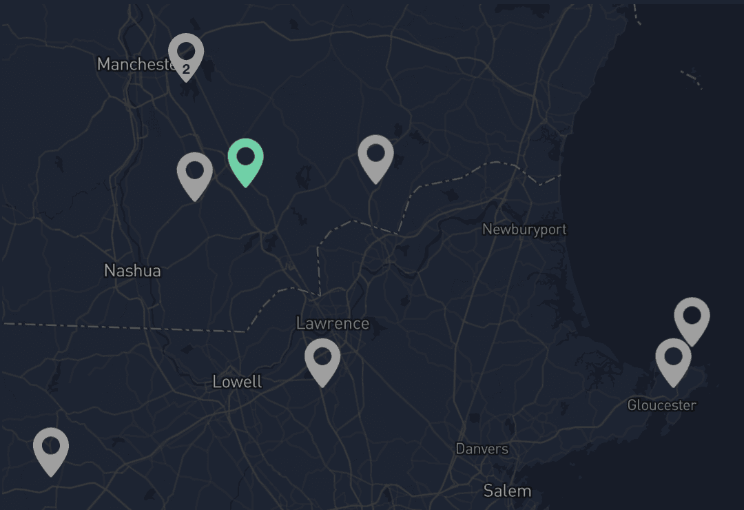Map of nearby operations ranked by drivable distance